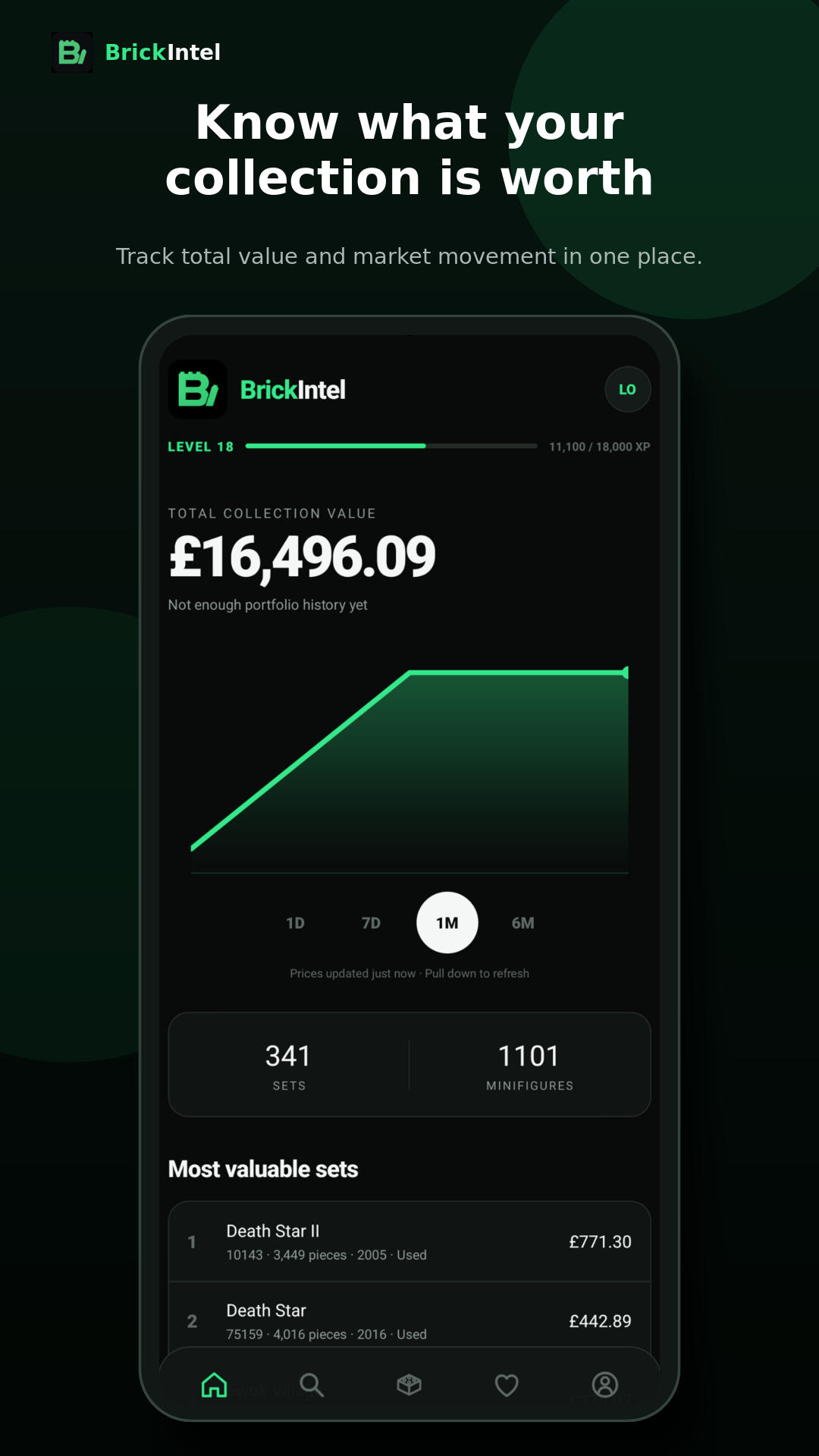 BrickIntel home dashboard store screenshot